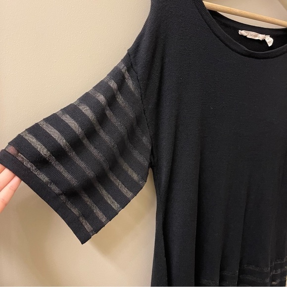 Soft Surroundings Women’s Size M black Tunic Sweater Top Sheer Stripe Detail - Picture 6 of 6